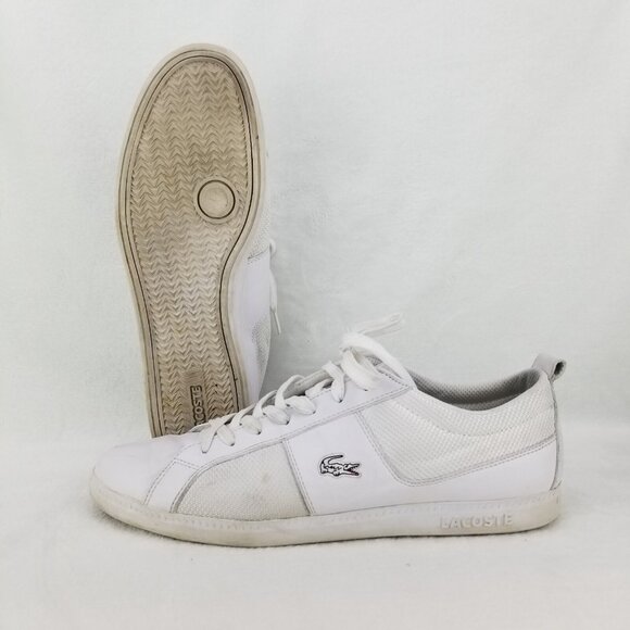 ✅Lacoste Observe Lace Mix 21G Mens 13 Sneakers White/White Crocodile PYV710 Shoe - Picture 2 of 11